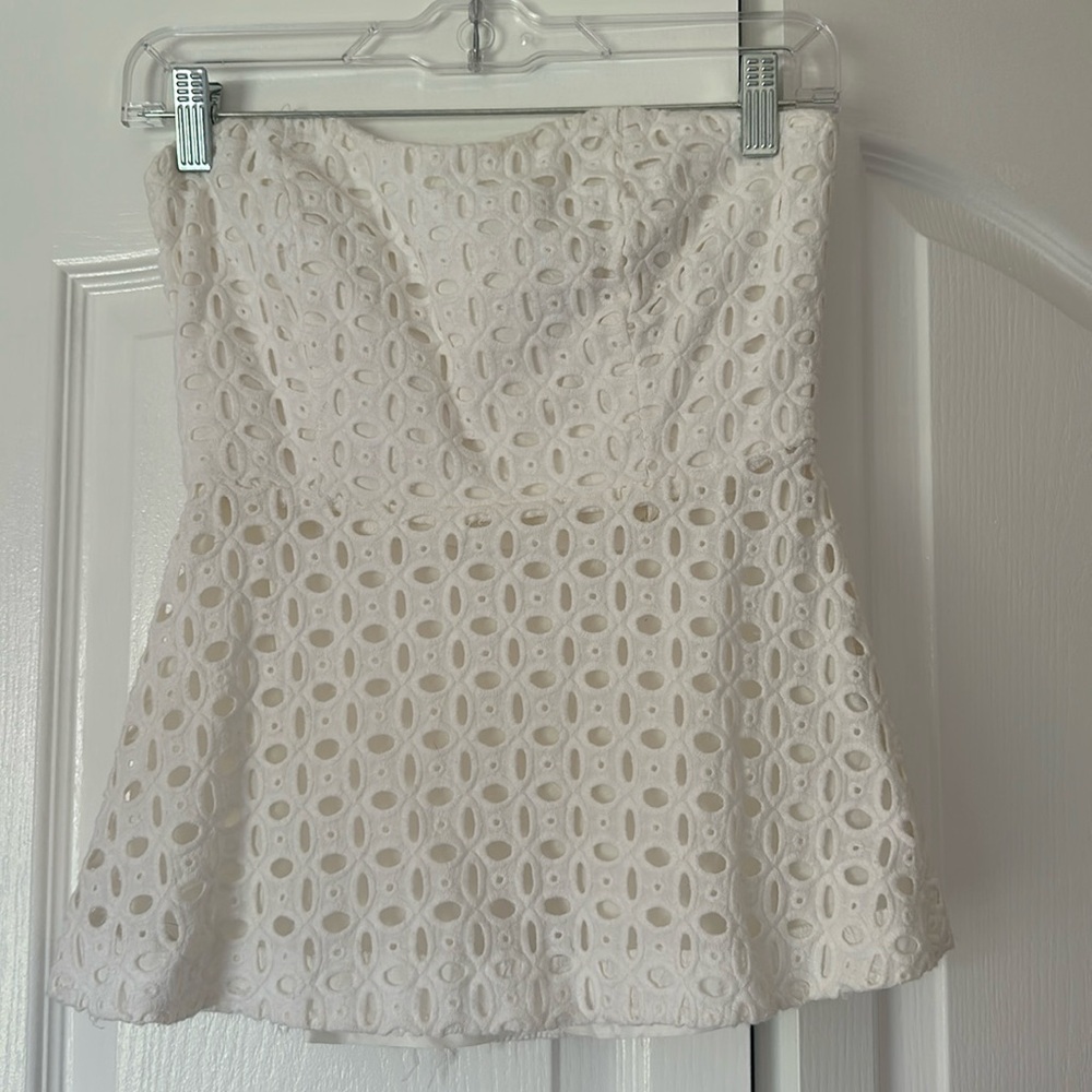 Gently used JCrew white eyelet tube top